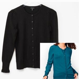Talbot button down Cardigan with ruffle sleeve detail